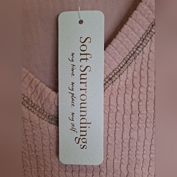 Soft Surroundings Oversized Pink Waffle Long Sleeve V-Neck W Side Pocket… - Picture 3 of 7